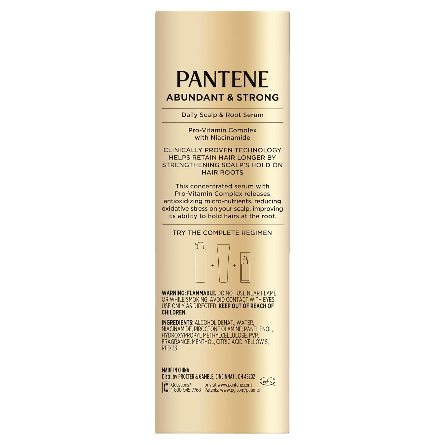 Pantene Abundant & Strong 3-Piece Regimen with B5 Complex + Niacinamide, Shampoo (13.5 oz), Conditioner (8 oz), Serum (2 oz) for Hair Loss, Thinning, Anti-Breakage, Volume - Grows Healthier - Image 13