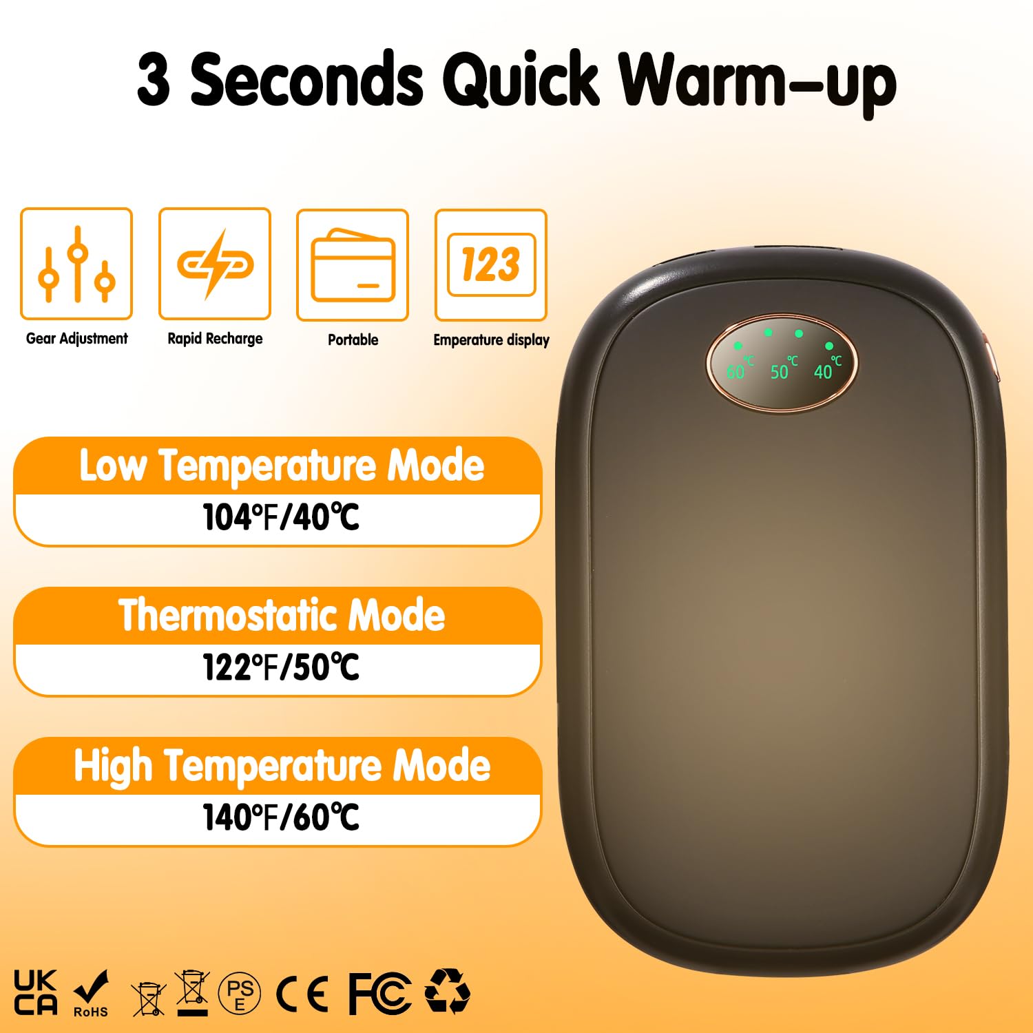 Scaldaani Ricaricabile, UNBON 2 Pezzi Scaldaani Elettrico USB con 3