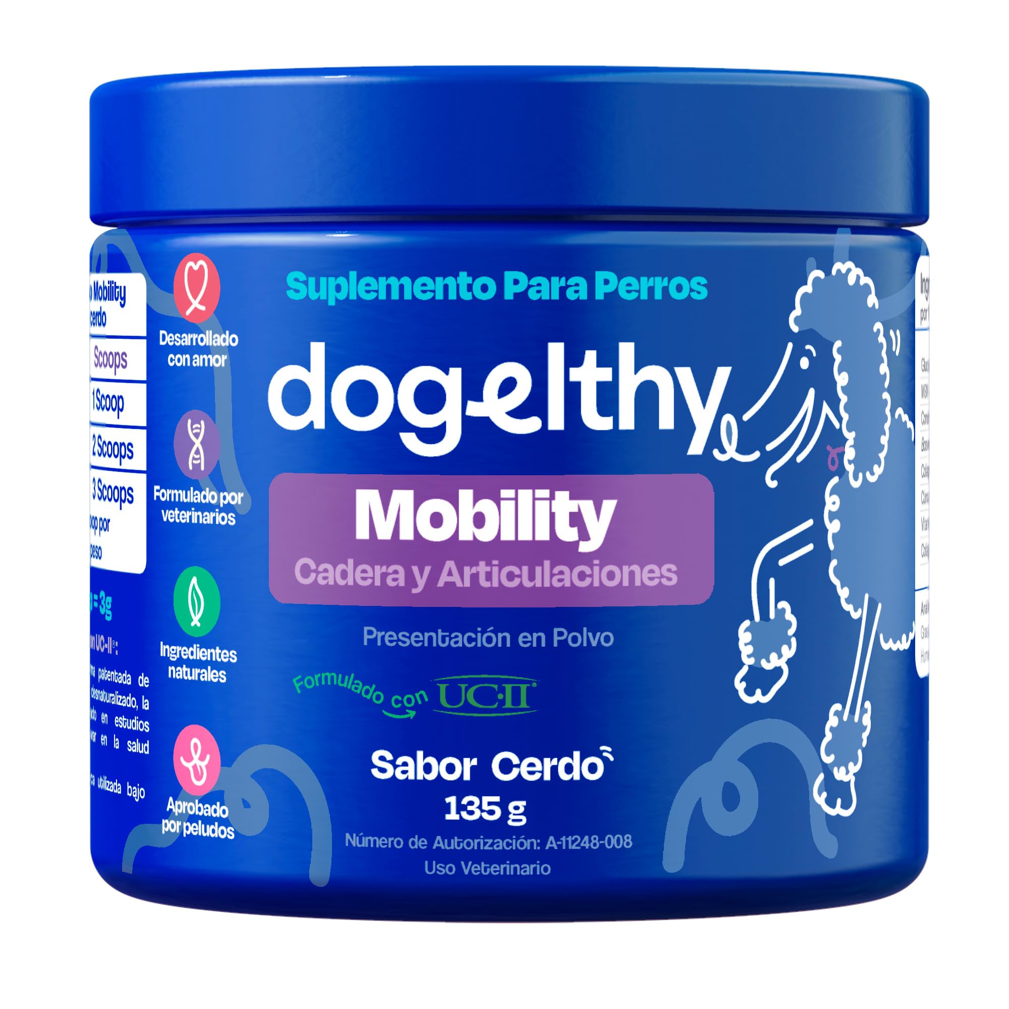 Dogelthy Mobility Suplemento Condroprotector en Polvo para Perro