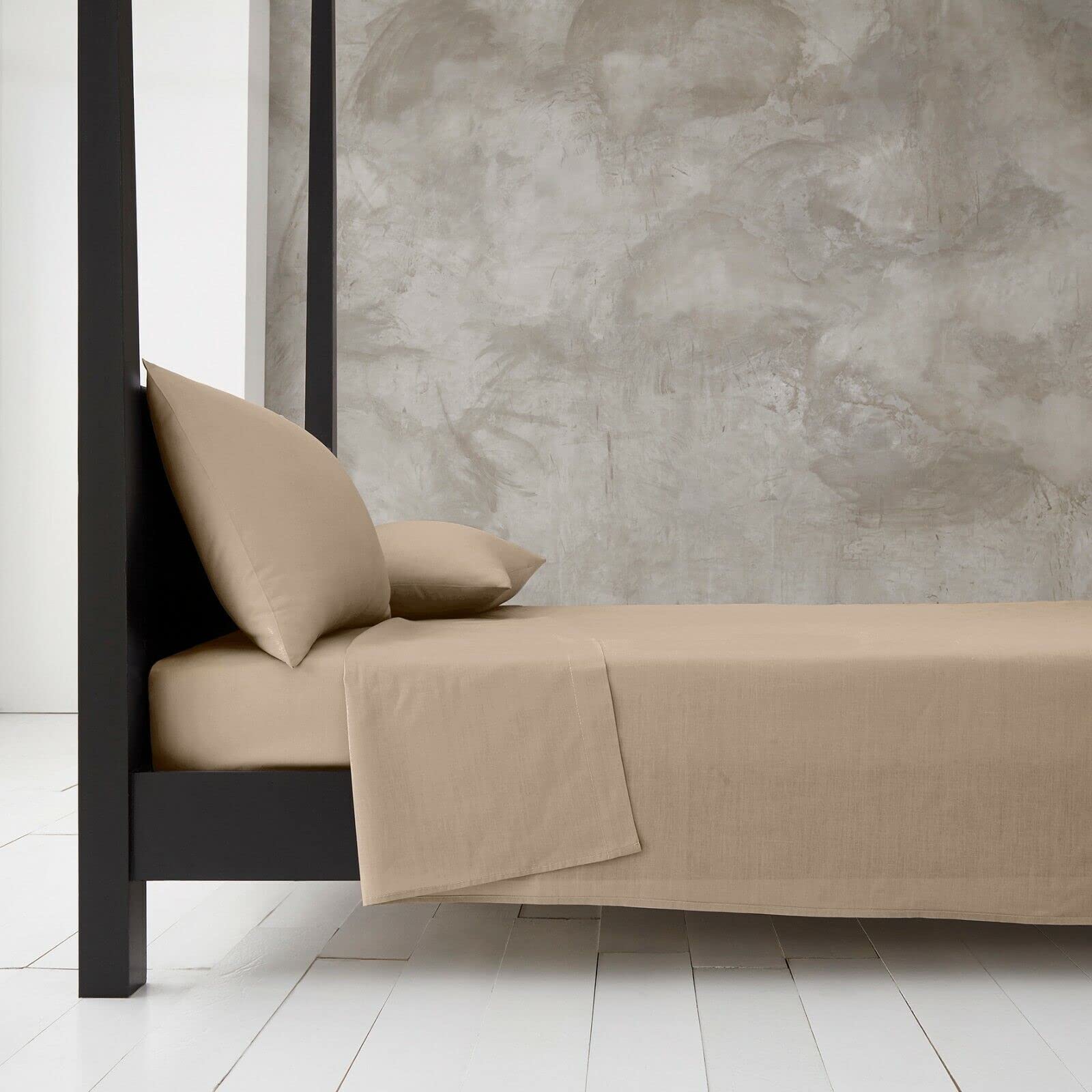 New Easy Care Soft Cotton Rich Polycotton Pillowcase Pair Only (Natural, Pillowcase Pair)