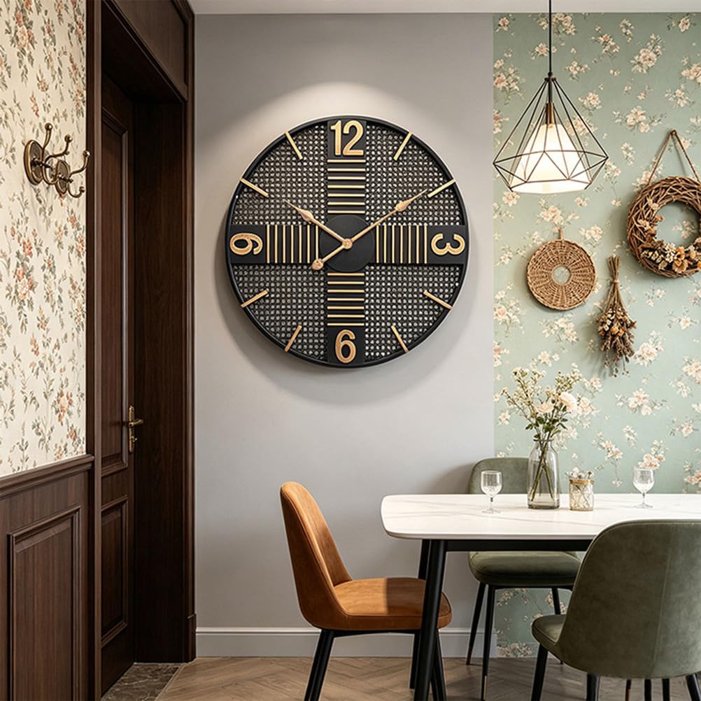 Zegar ścienny duży okrągły przemysłowy siatka metal cichy kwarc antyczne złoto cyfry 3D puste kute żelazo vintage wystrój zegar na loft bar biuro hotel salon parapetówka prezent