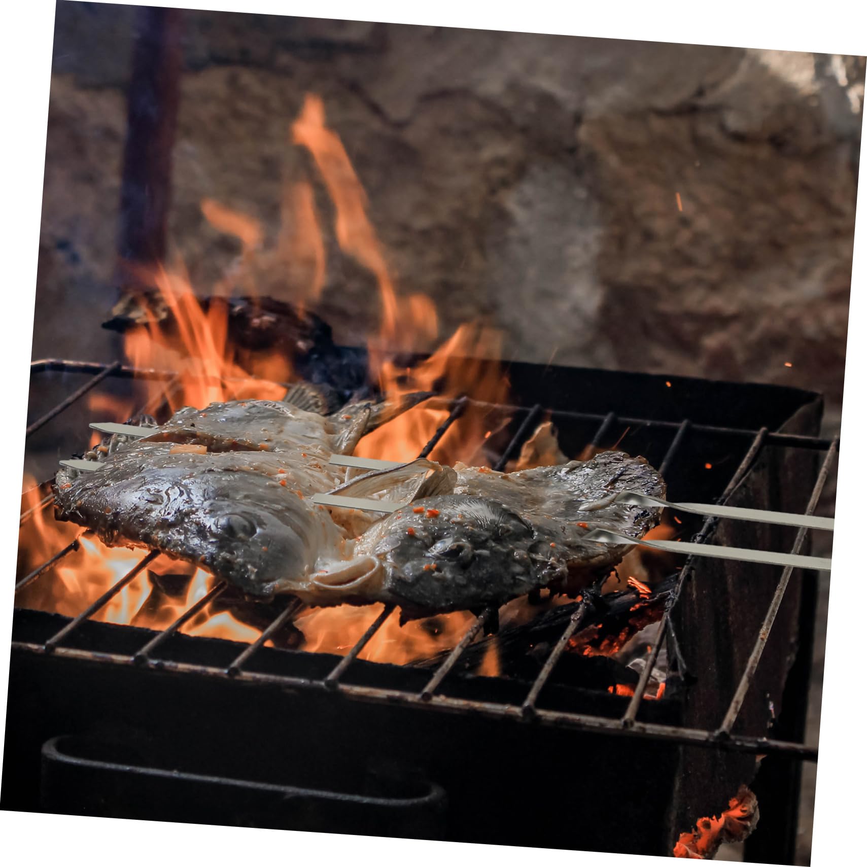 POPETPOP Spiedini in Acciaio Inossidabile Riutilizzabili per Barbecue da Spiedini per Grigliate Design Piatto Comodo da Impugnare e Saldamente per Infilzare Cibo