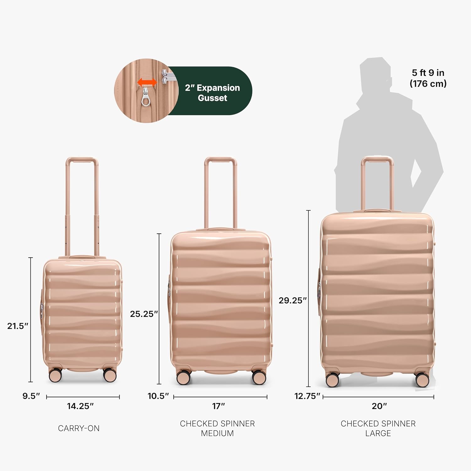 Traveler's Choice Edinburgh II Hardside Spinner Luggage, TSA Lock, Sand, 29" Large