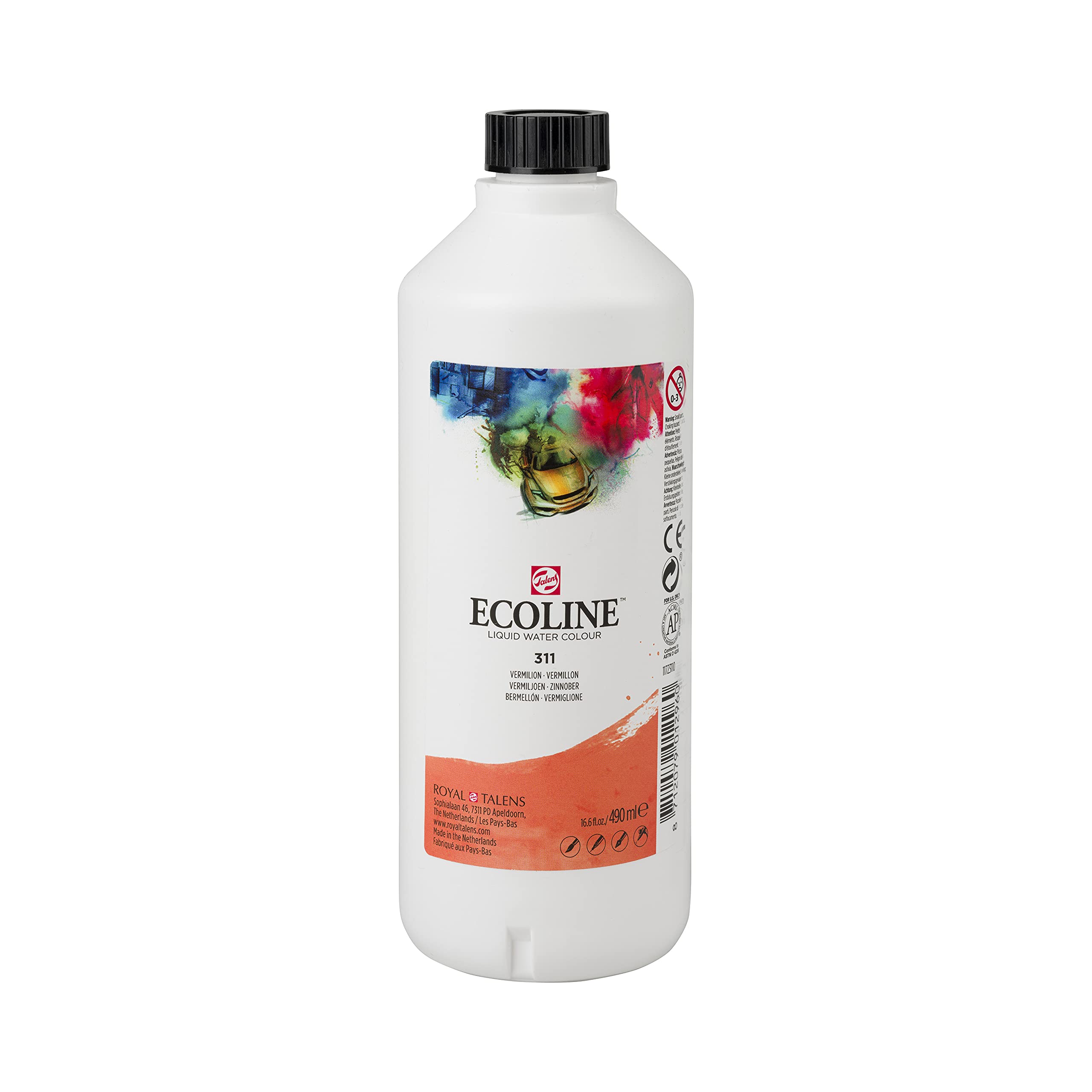 Ecoline Liquid Watercolour Bottle 490 ml Vermilion 311 (11723110)