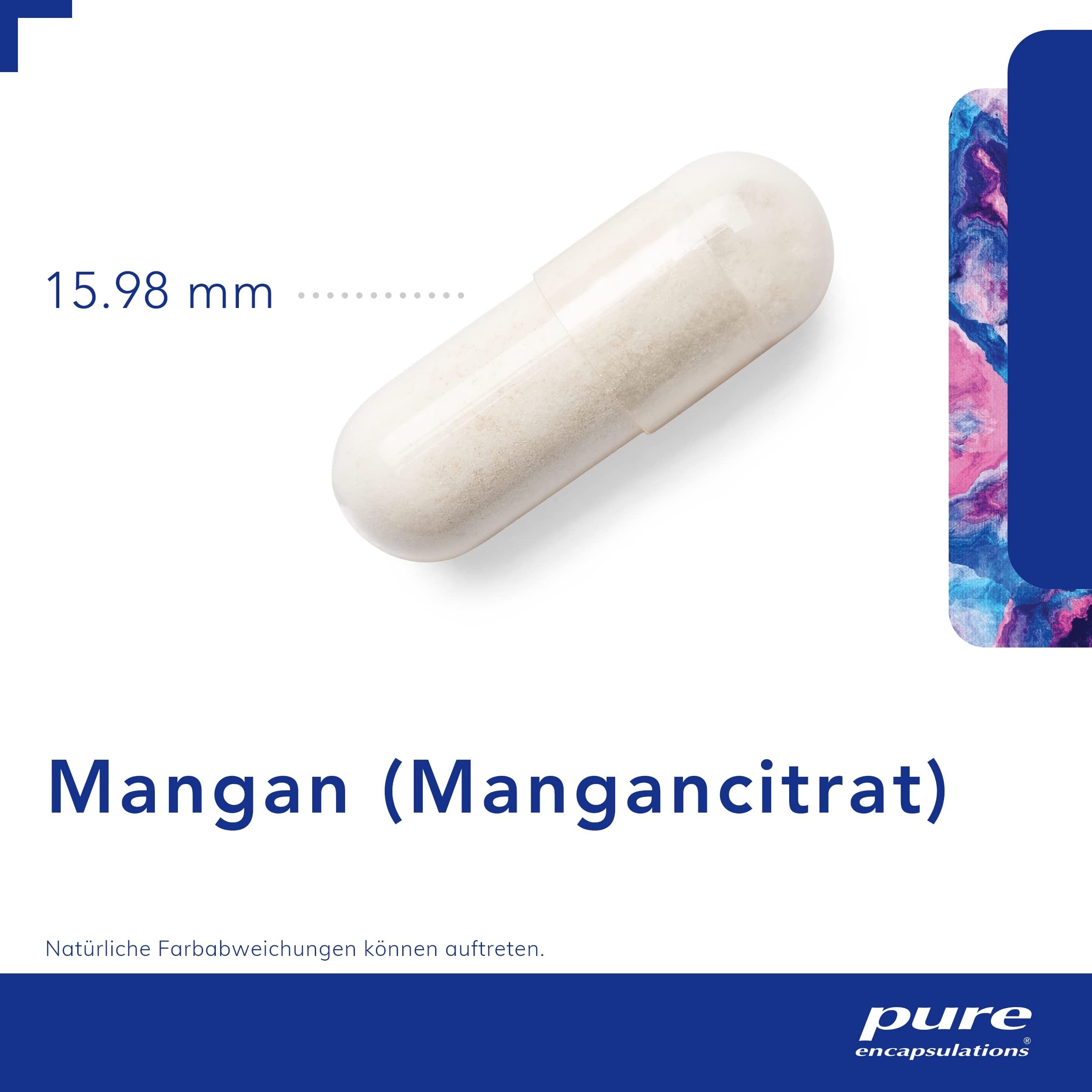 Pure Encapsulations - Mangan (Mangancitrat) - Nahrungsergänzungsmittel zur Unterstützung für Bindegewebe und Stoffwechsel - 60 Kapseln