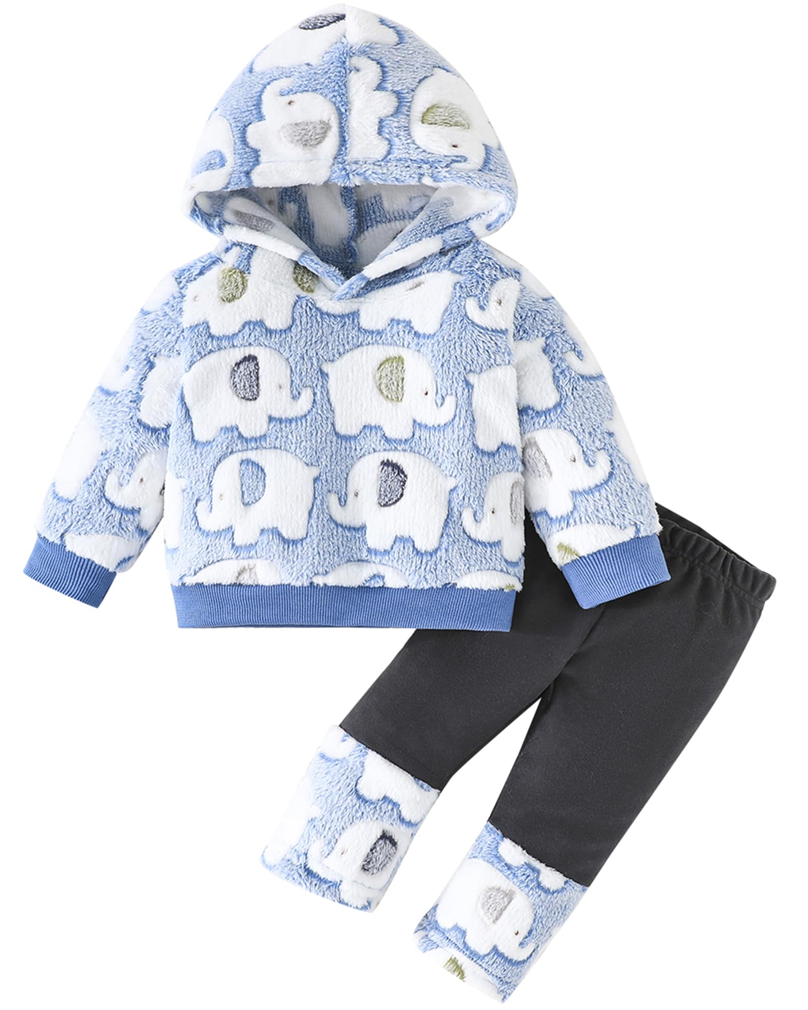 Jecson Toddler Girl Clothes Baby Girl Fleece Hoodie Outfits Thick Thermal Winter Leggings 2Pcs Clothing Sets 6M-4T