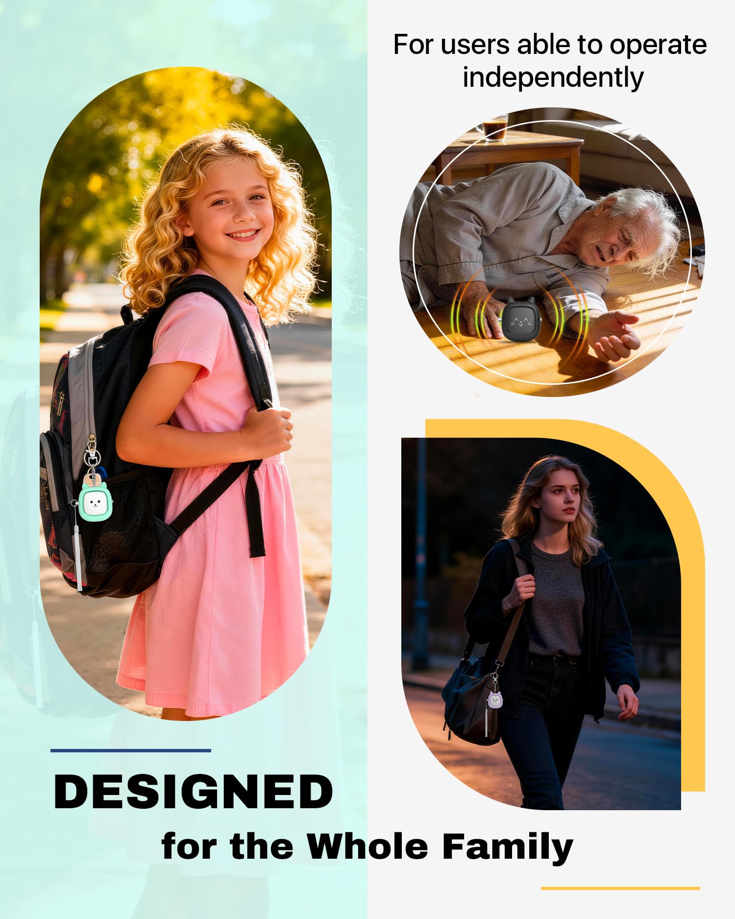 Safe Sound Personal Alarm,3 Pack 130 dB Loud Siren Song Emergency Security Alarm Keychain with LED Light, Personal Sound Safety Siren for Women, Men, Children, Elderly (Black/Purple/Green)