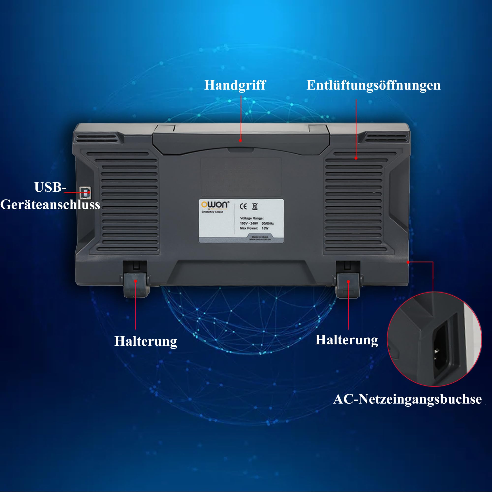 SDS1104 OWON Oszilloskop 4 Kanäle 100MHz Bandbreite Tischoszilloskop | 7" hochauflösender Bildschirm 1GSa/s Abtastrate Ultraflaches leichtes tragbares Oszilloskop