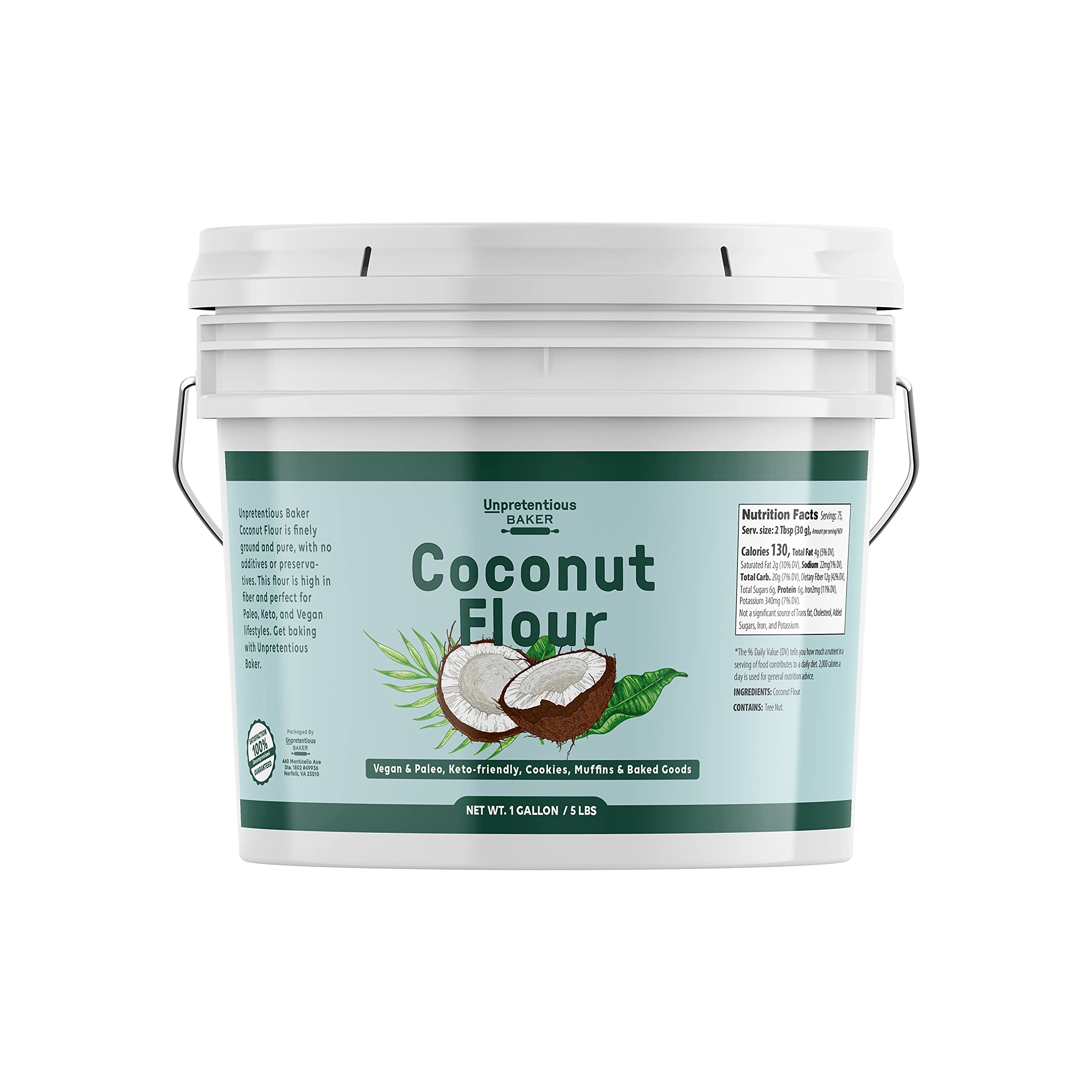 Unpretentious Coconut Flour, 1 Gallon, Vegan, Wheat Flour Alternative, Keto-Friendly