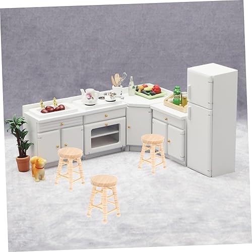 Miniatura 9 de Taburete de casa de muñecas para niños, mini juguetes, decoración de madera, accesorios a escala 112, accesorios en miniatura, muñecas, bar, silla