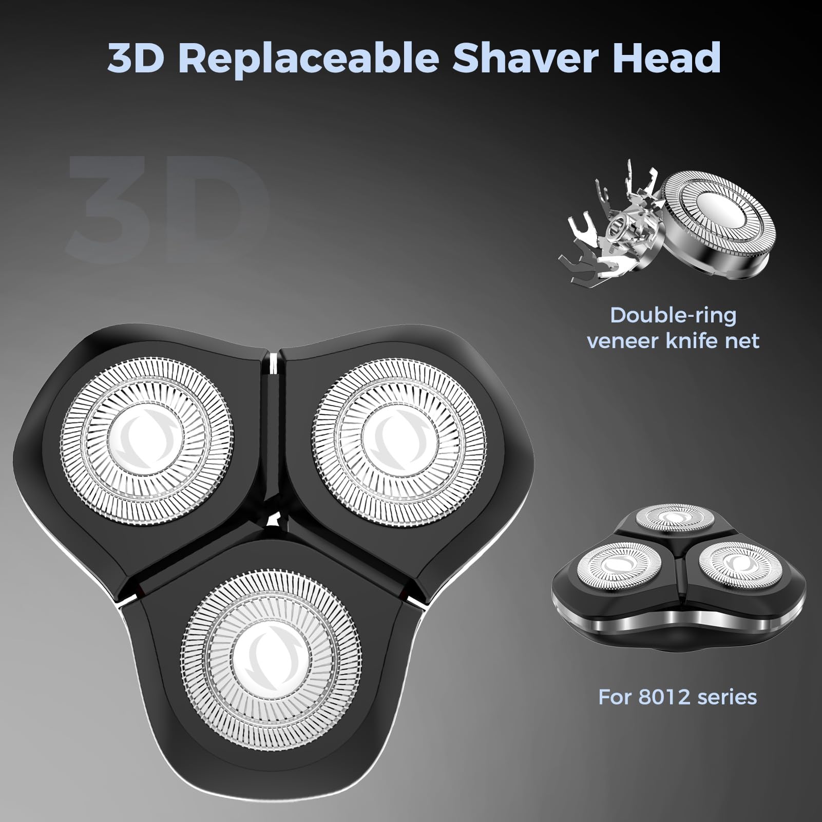 Testine per rasoio elettrico 3D - Testine di ricambio magnetiche per serie 8012, lame di ricambio resistenti - Accessori da barba