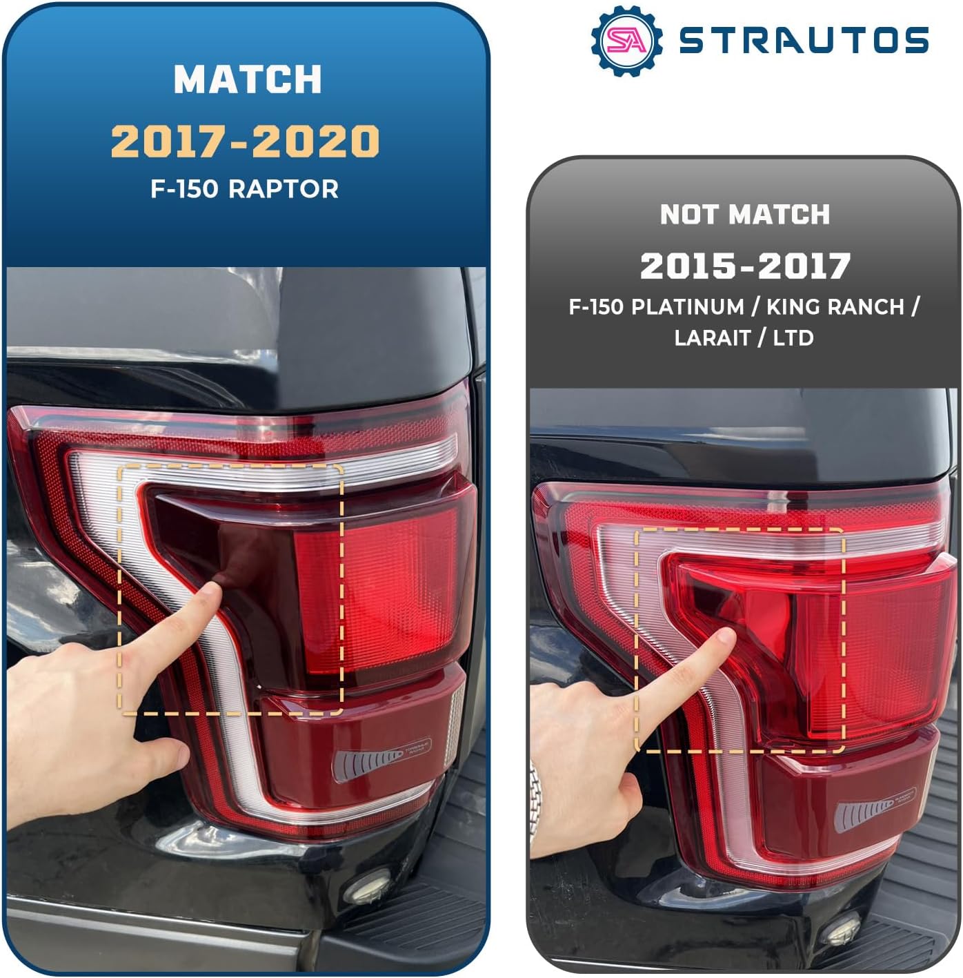 LED Tail Lights Compatible With Ford Raptor F150 2017 2018 2019 2020 Rear Brake Lamp Signal Assembly ‎Taillights with Blind Spot HL3Z13405F Module Not Included (Left Driver Side)