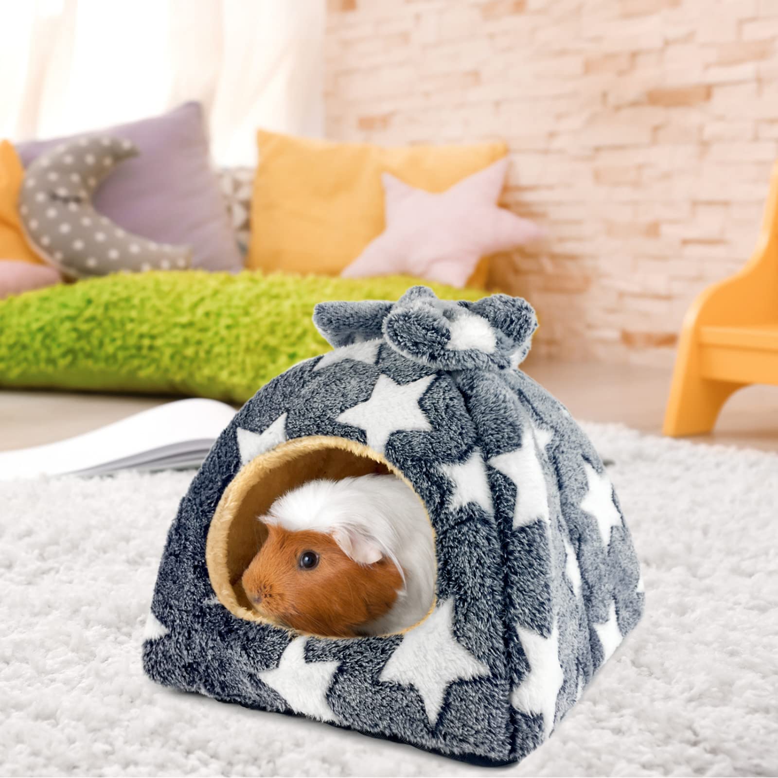 Meerschweinchen-Versteck Hamsterbett Kaninchenhaus niedliches Habitat warm & gemütlich Käfigzubehör für Kaninchen, Frettchen, Igel, Chinchillas, kleines Haustier, waschbar