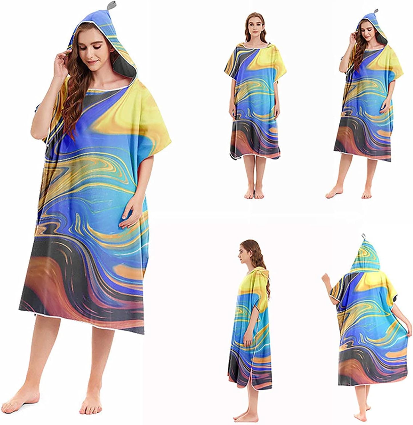 Beach Towels Sports Towel Adult Changing Robe Hooded Poncho Towel for Surfing Swimming Wetsuit Changing Unisex, Quick Dry Absorption Microfiber 811(Color:C;Size:Adult)