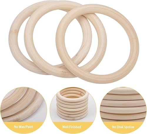 Miniatura 3 de CHGCRAFT 12 anillos de madera sin terminar de 3.5 pulgadas, anillos de cortina de madera para barra de cortina, anillos de cortina, manualidades de