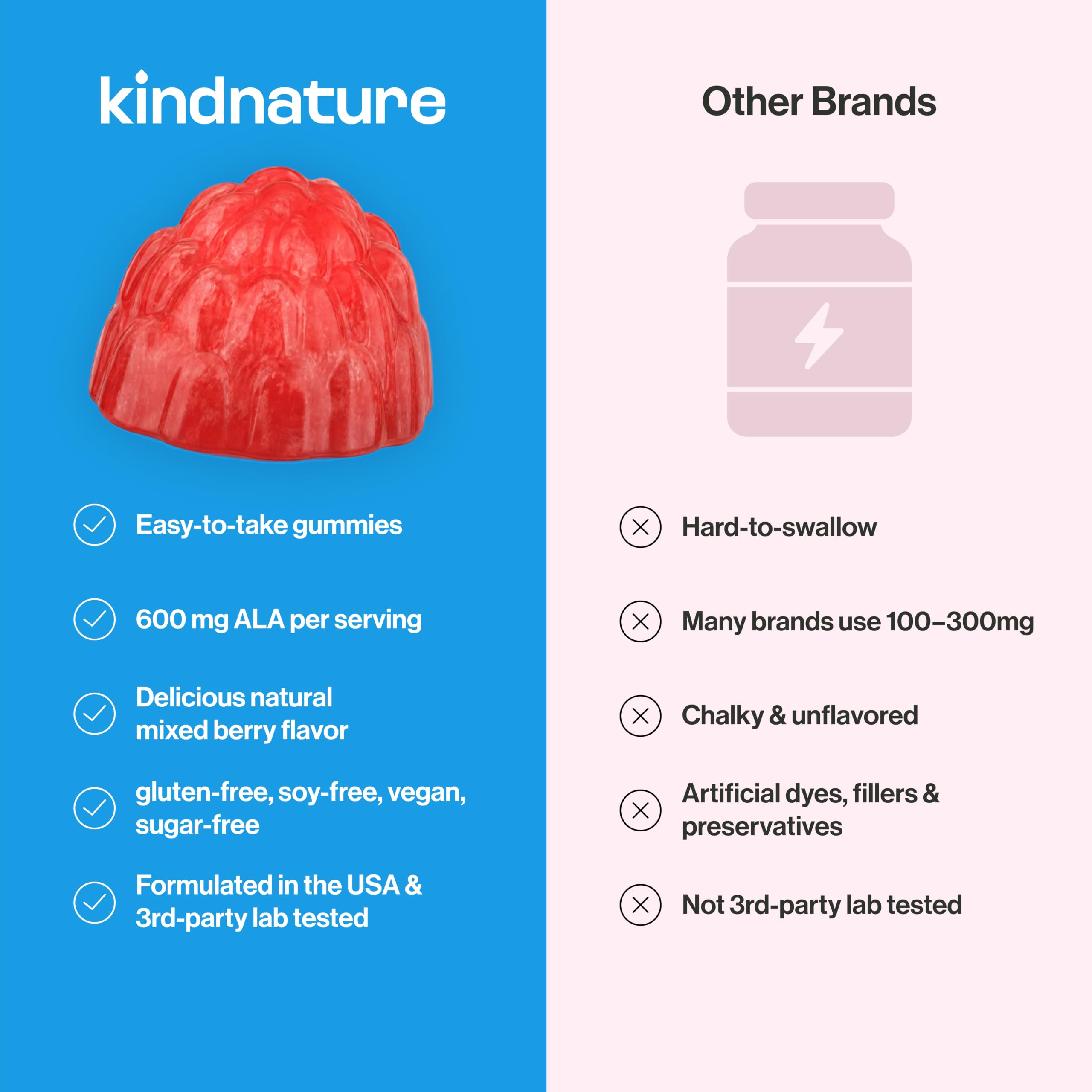 kindnature Alpha Lipoic Acid Gummies 600mg – Neuropathy Supplements – ALA for Nerve Comfort & Antioxidant Support – Sugar-Free, Vegan – 90 Gummies — Amazon image 5