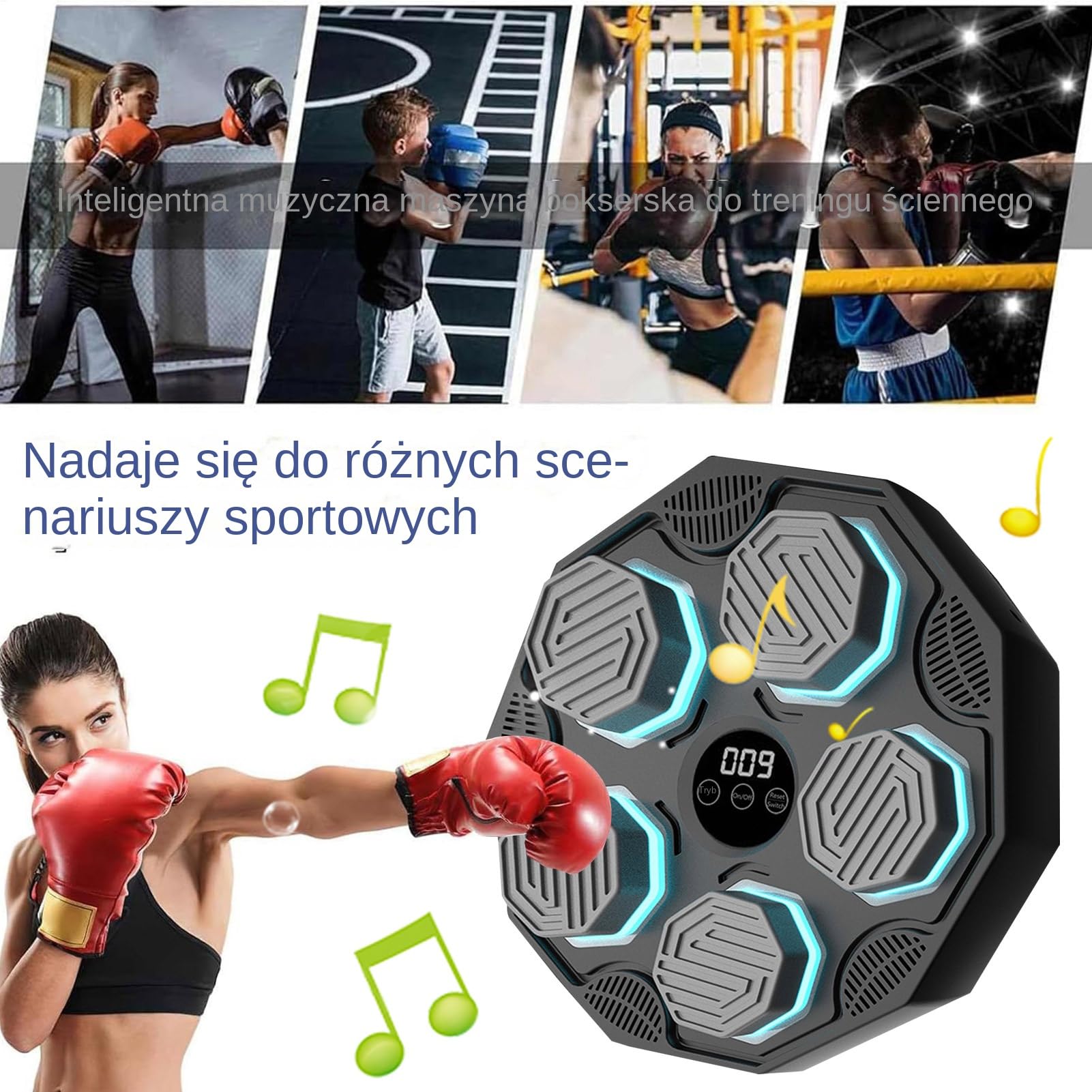 Inteligentna Muzyczna Maszyna Bokserska,Sprz?t do Treningu - Z O?wietleniem LED ?cienna Muzyczna Maszyna Bokserska Dla Doros?ych,Dla Kobiet M? ?czyzn Dzieci Si?ownia Fitness