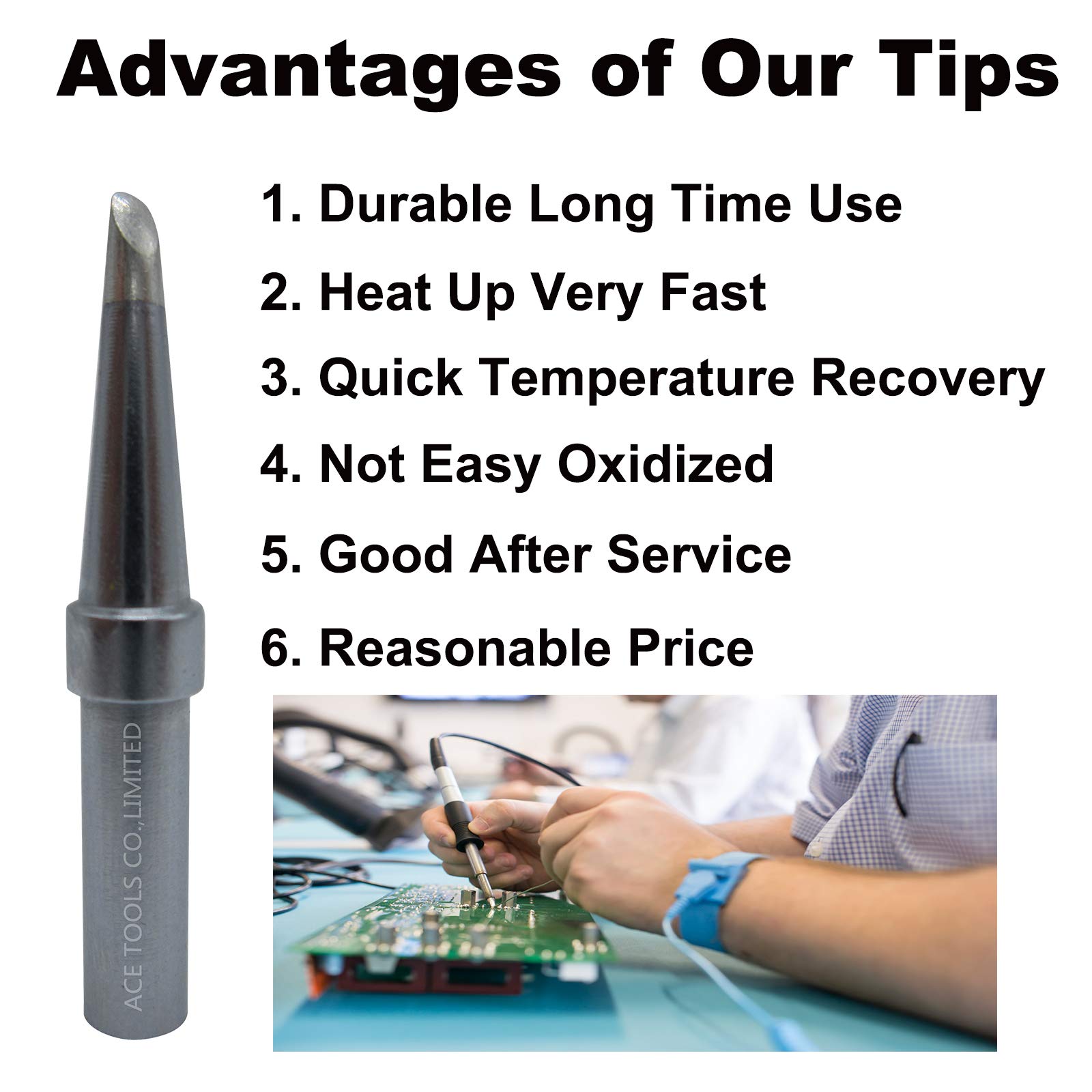 ETBB Bevel Single Flat Soldering Tip 2.4mm (0.094") - Replacement For Weller WESD51, WES50, WE1010 Stations