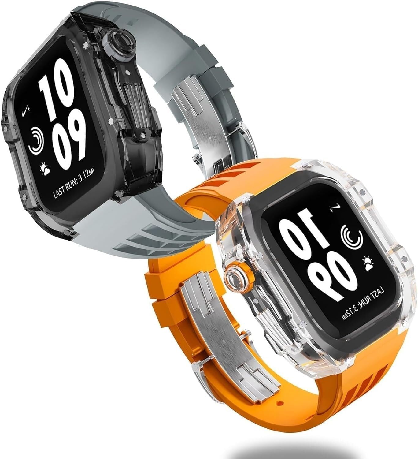 Luxury Glacier Transparent Watch Case+Rubber Watch Strap Modification Kit，For Apple Watch Band Ultra 8 7 6 5 4 SE 44mm 45mm 49mm DIY Upgrade image 3