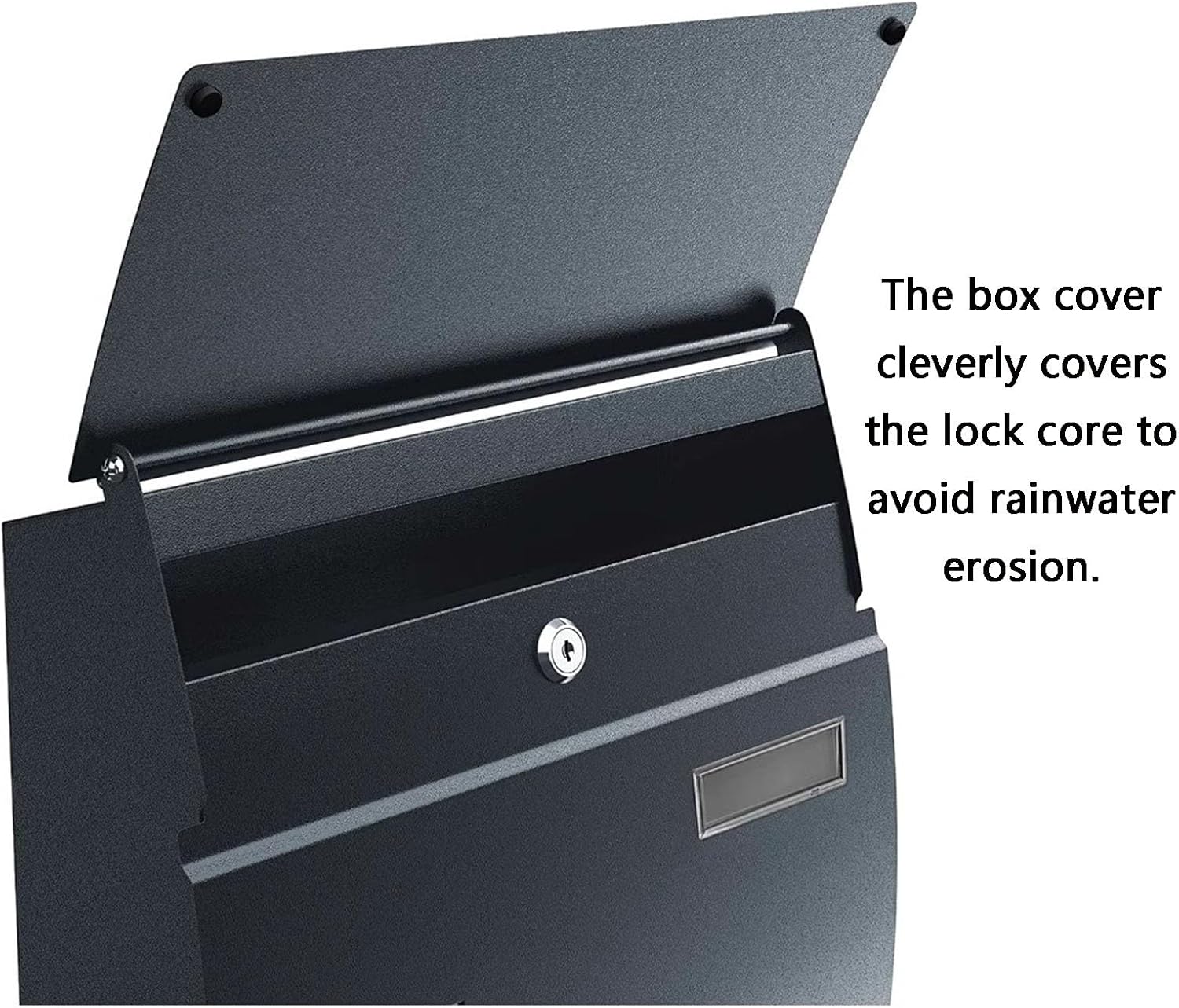 Wall Mounted Mailbox, Mailbox Wall Mount, Wall Mount Mail Box, Mailboxes for Outside Wall Mount, with Keys, Large Capacity, Suitable for Home and Outdoor Use, Black(Silver black,37*10.5*36cm/14.5*4.1*