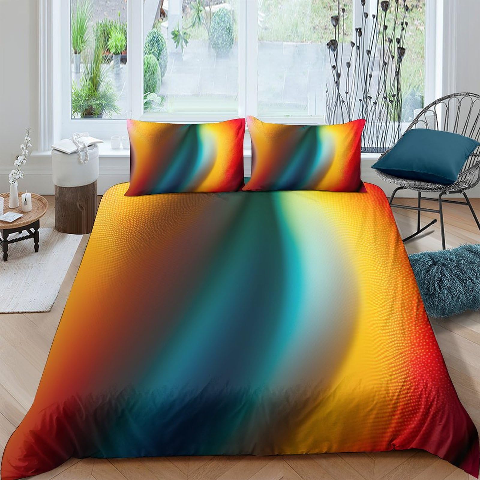 Housse de literie junior 3D imprimé géométrique pour chambre moderne de style king