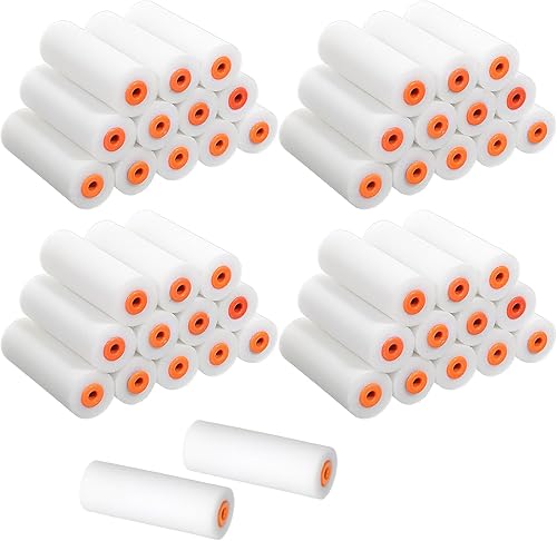 Miniatura 1 de Paquete de 50 rodillos de pintura de espuma pequeños de 4 pulgadas, mini cubiertas de rodillos de pintura, rodillo de espuma de alta densidad,