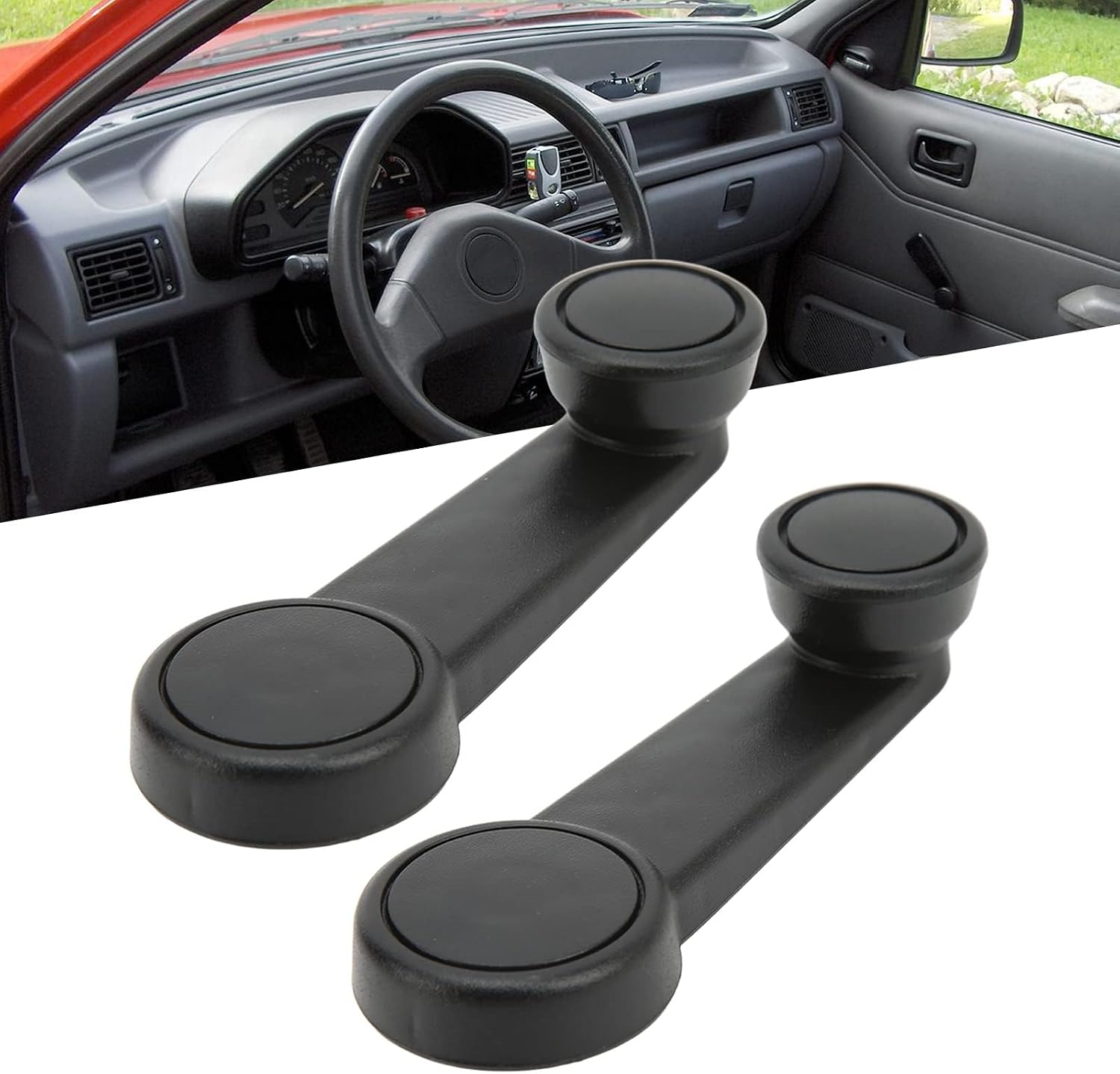 Aramox Car Window Crank Handle 2pcs Window Winder Handle ABS Wear Replacement for Transit Focus Escort