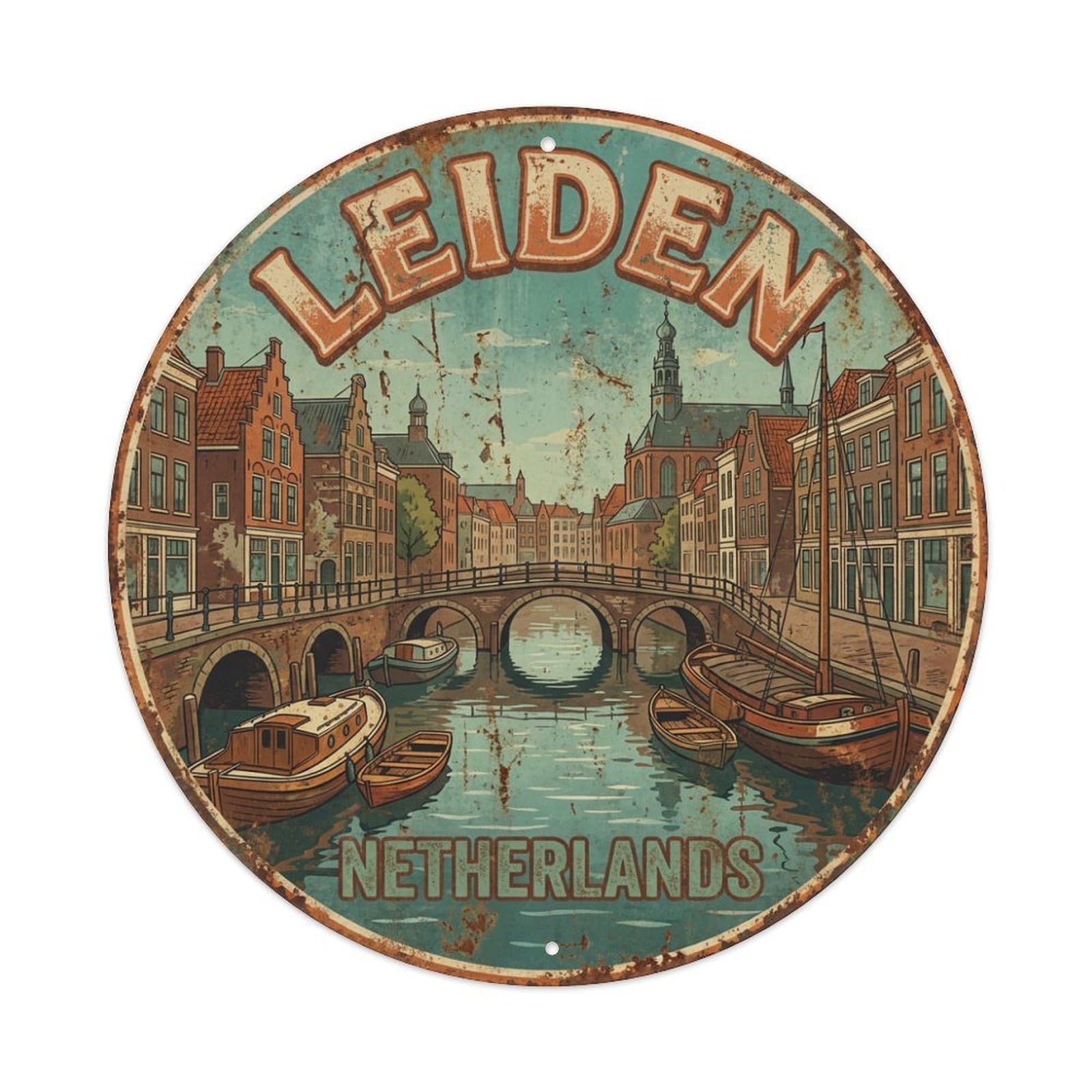 Galvaxio Style Netherlands Vintage Travel Leiden Metal Tin Sign