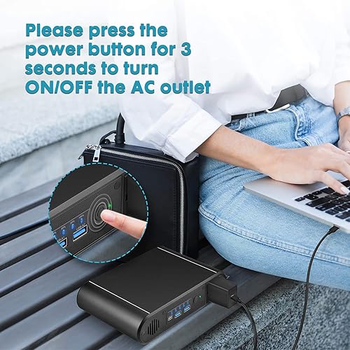 Miniatura 7 de Banco de energía con CA de 150 W, cargador portátil para laptop, batería externa de 31200 mAh para laptop, PD 65 W tipo C, compatible para