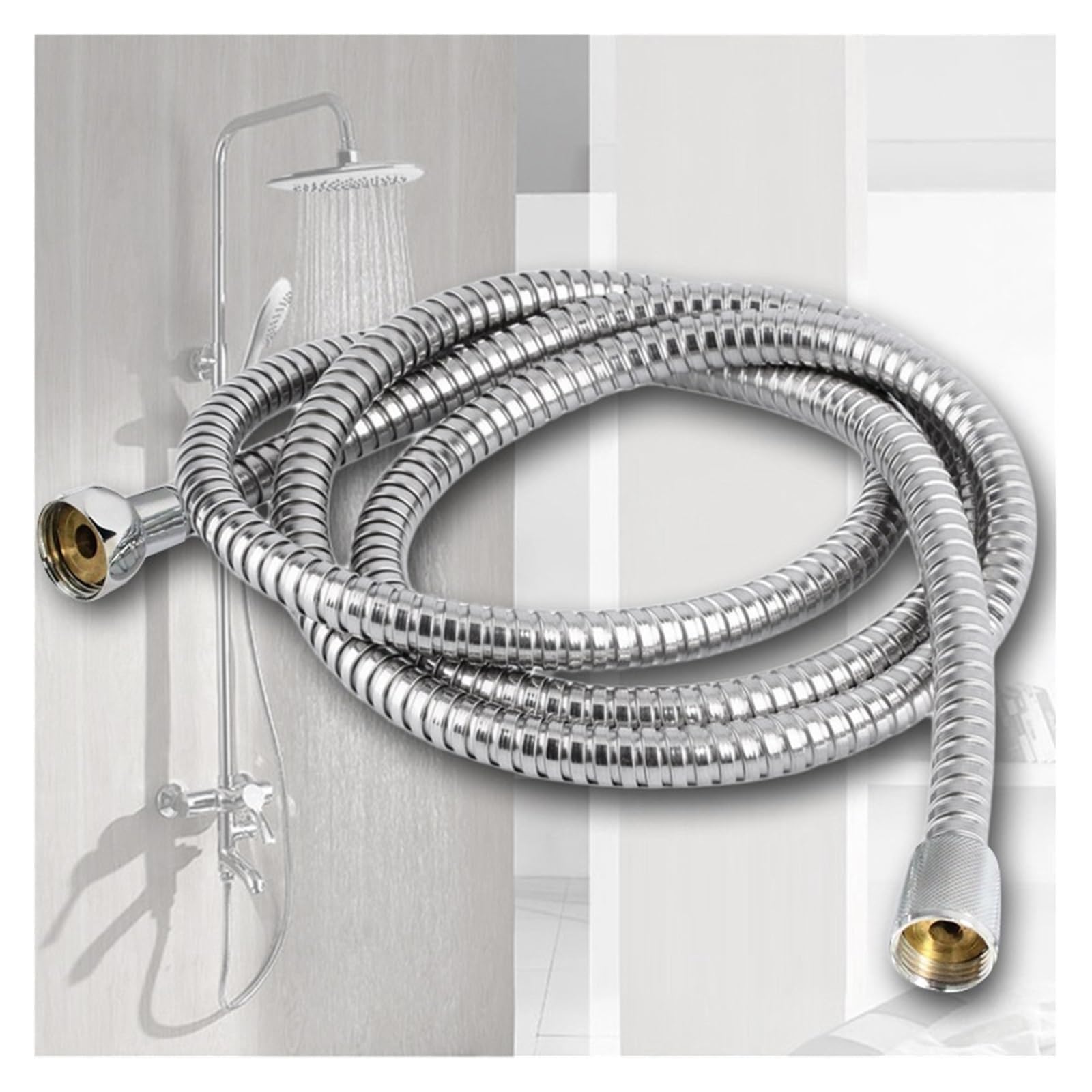 Manguera de ducha flexible de acero inoxidable Ch de 1,5 m, repuesto antitorsión para cabezales de ducha, ideal para baños modernos y fácil instalación