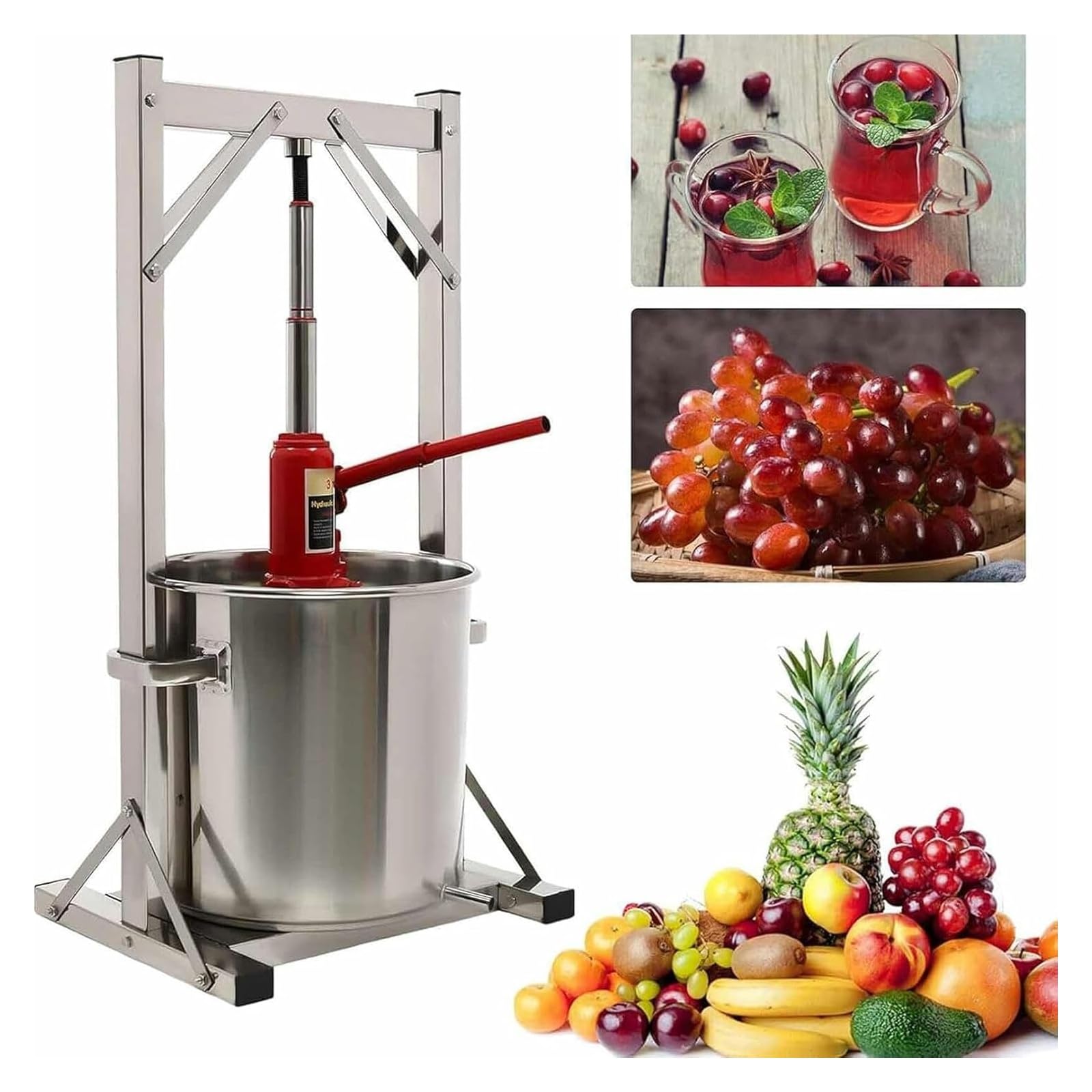 MYUYEE Cheese Fruit Manual Press, Press Grape Making Supplies, With Hydraulic Jack, For Outdoor, Kitchen (12L)