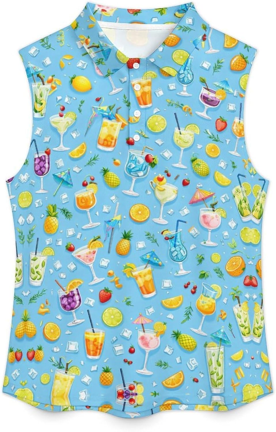 Golf Shirt Womens Sleeveless Moisture Wicking Athletic Printed Polo Golf Tank Top Women (XS-4XL)