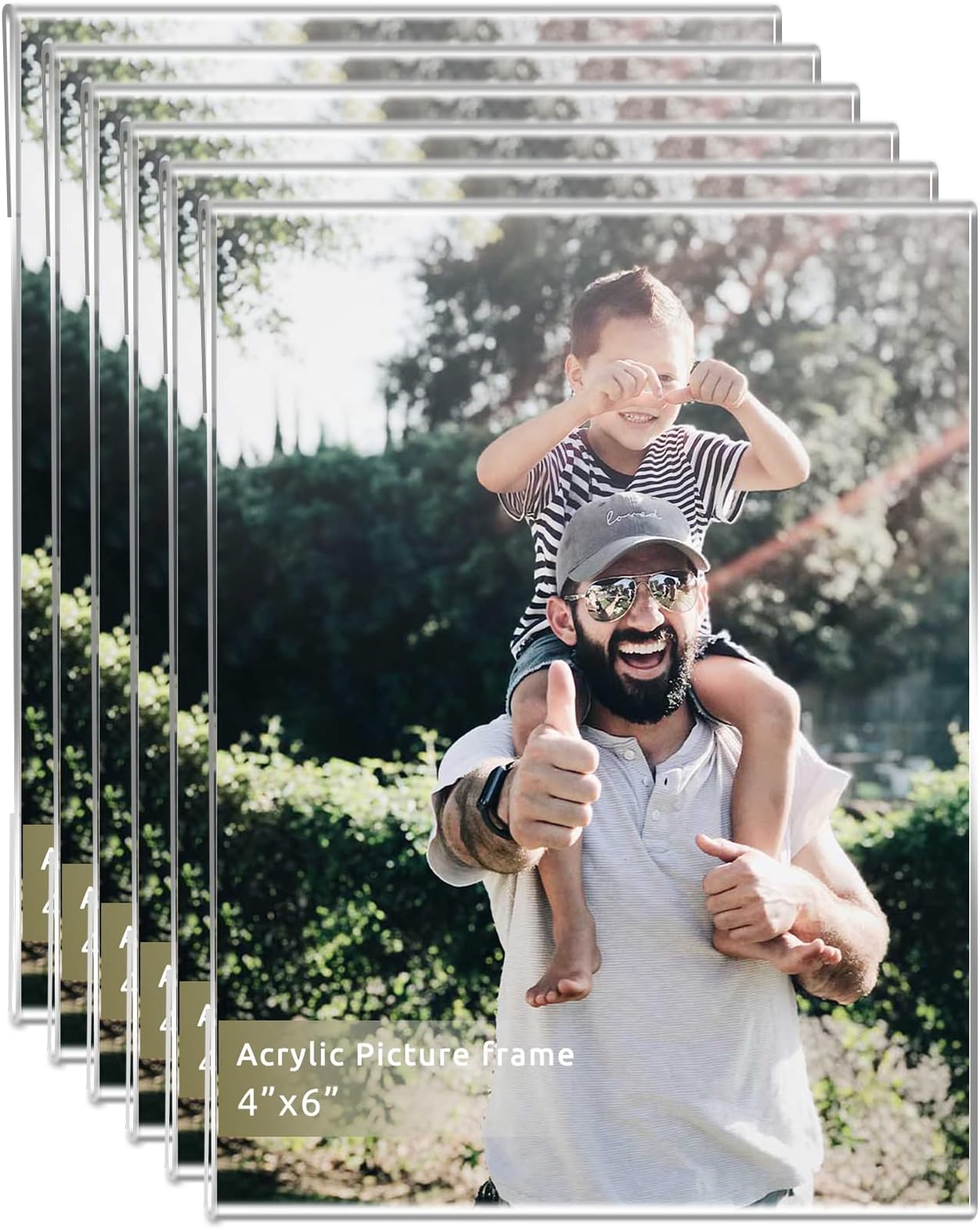 DZZ Clear Acrylic Photo Picture Frames Display Picture,Wall Mounting Clear for Home,School,office,-Vertical, 4x6, Set of 6