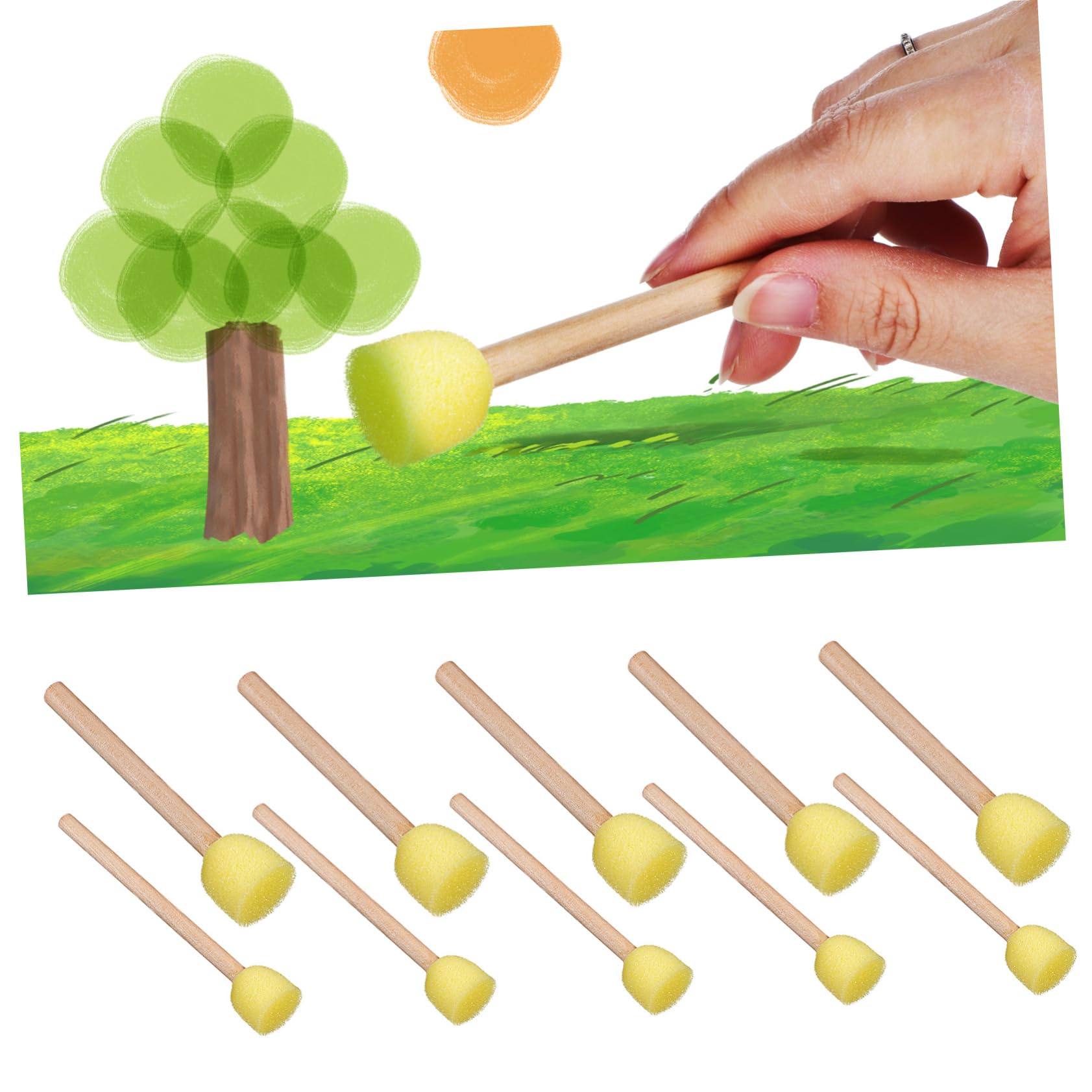 Tofficu 20 Pcs Foam Sponge Paint Brushes Round DIY Paint Sponges for Easy Painting Comfortable Grip for Crafts for Family and Classroom Use