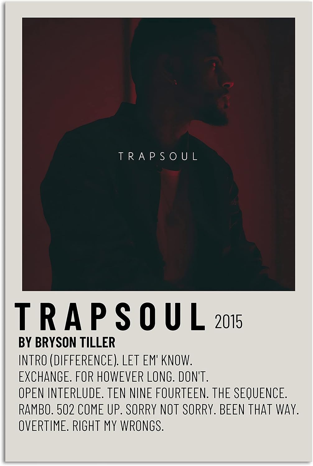 Aorozhi Bryson Tiller Poster Trapsoul Album Cover Canvas