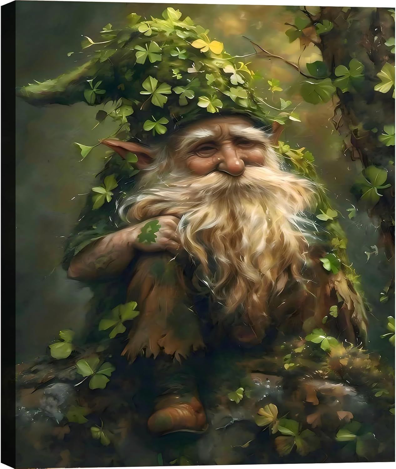 St Patricks Day Canvas Print Wall Art 8x12, St patrick’s Pictures for Living Room Wall Decor, Framed Rustic Clover Poster for Bedroom Office, Green Canvas Artwork for Home Decoration