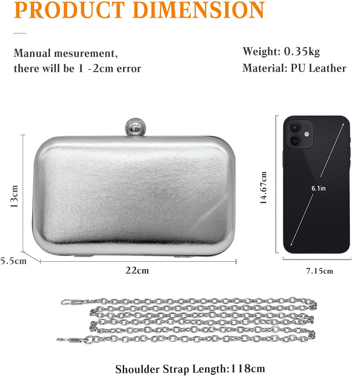 CORIOS Evening Bag for Women Glossy PU Leather Clutch Bridal Wedding Purse Elegant Handbag Retro Shoulder Crossbody Bag