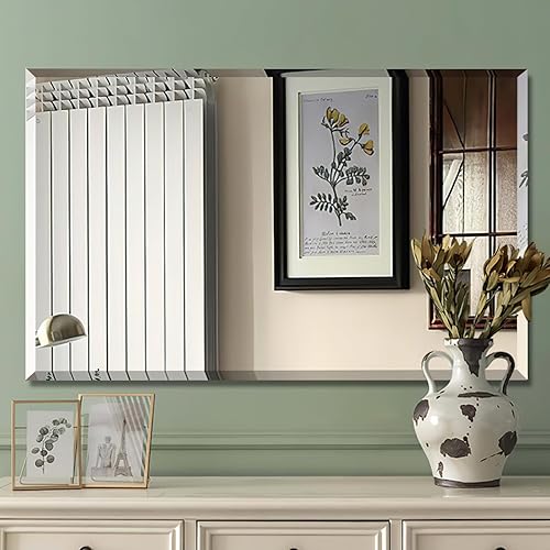 Miniatura 6 de Espejo biselado, espejo de pared de 20 x 28 pulgadas, espejo rectangular sin marco para tocador de baño con borde biselado, se cuelga horizontal o