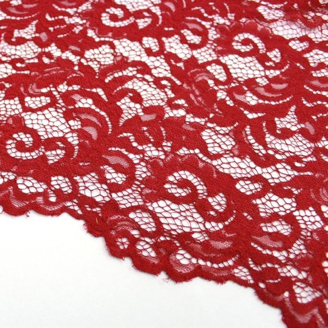 Rachel Corded Lace Fabric 60" Wide Soft Embroidery On Net Perfect for Bridal Dress Clothing Wedding | The Fabric Guys (Wine)