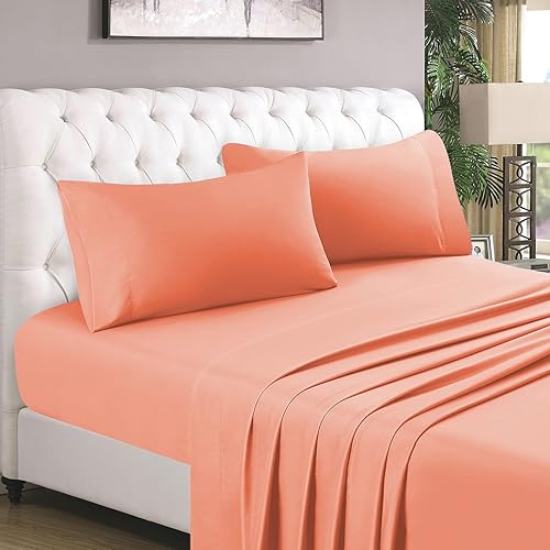 Miniatura 5 de Juego de sábanas de tamaño matrimonial, 4 piezas, sábanas de lujo de hotel 100% algodón, extrasuaves, sábanas bajeras de 18 a 24 pulgadas de