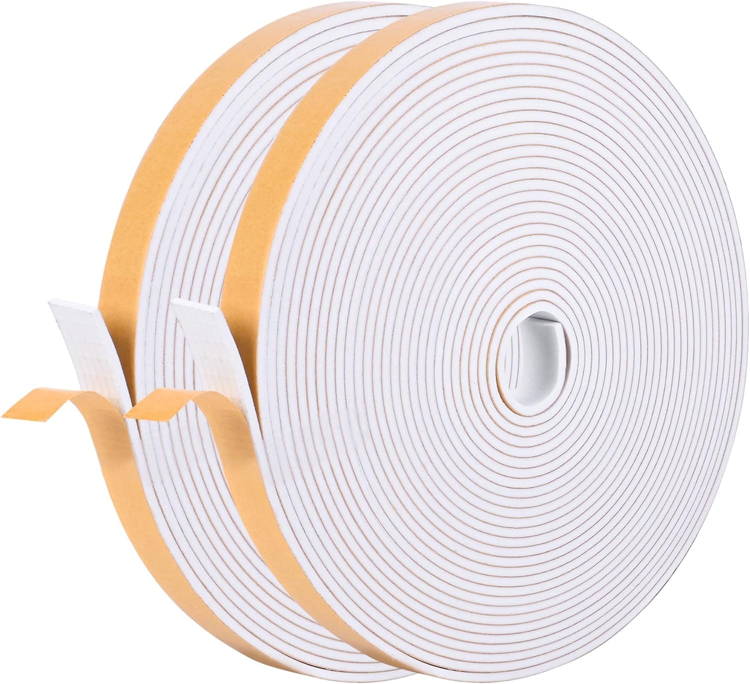 2 Rolls Self Adhesive Foam Tape Weatherstrip 13mm(W) x3mm(T) x10m (L) High Density Foam Insulation Strips Seal Weather Stripping with Strong Adhesive for Door and Window Soundproofing