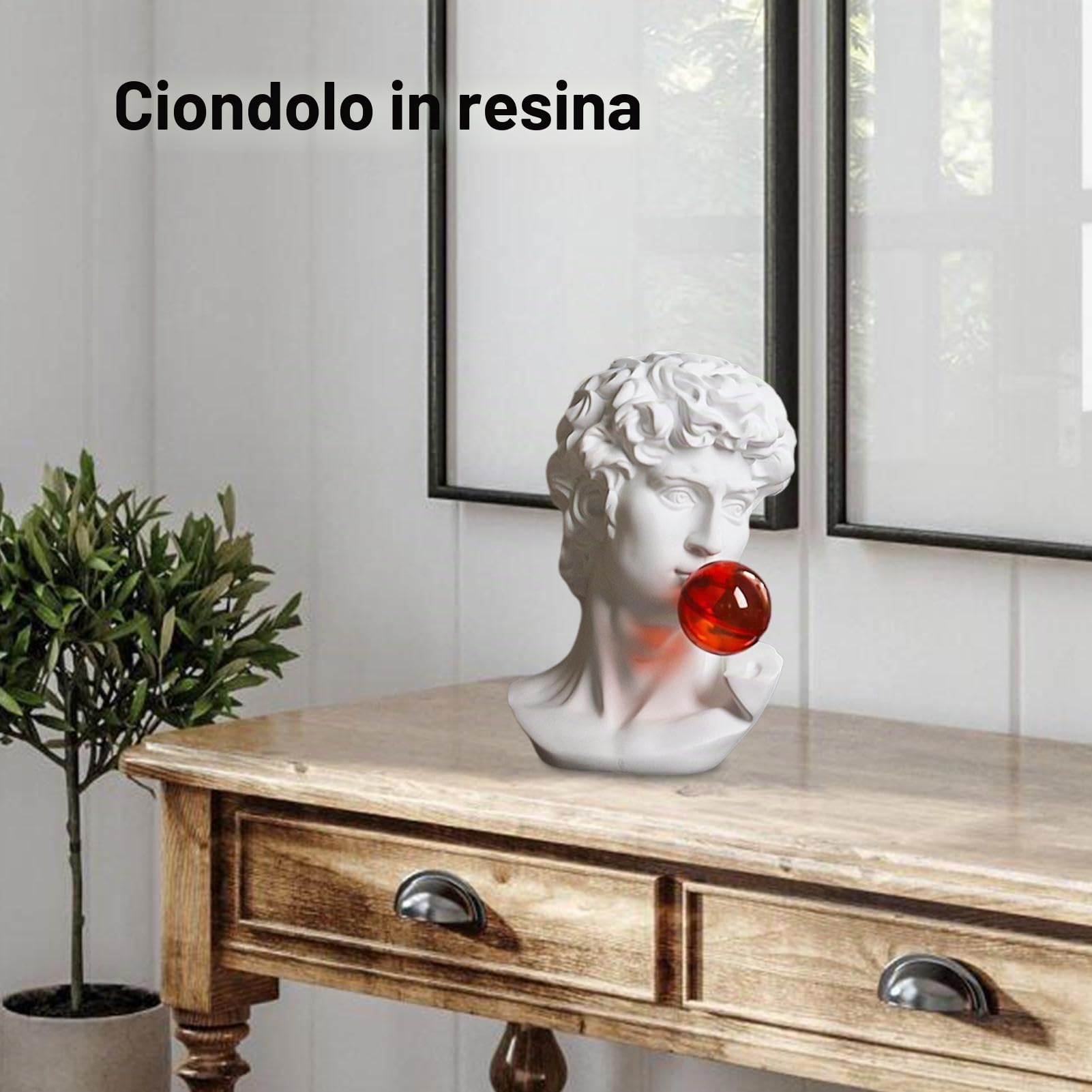 Busto classico – Busto artistico di una scultura di David | Statua unica di David che fa bolle di sapone in resina, ornamenti artigianali multifunzionali, scultura decorativa