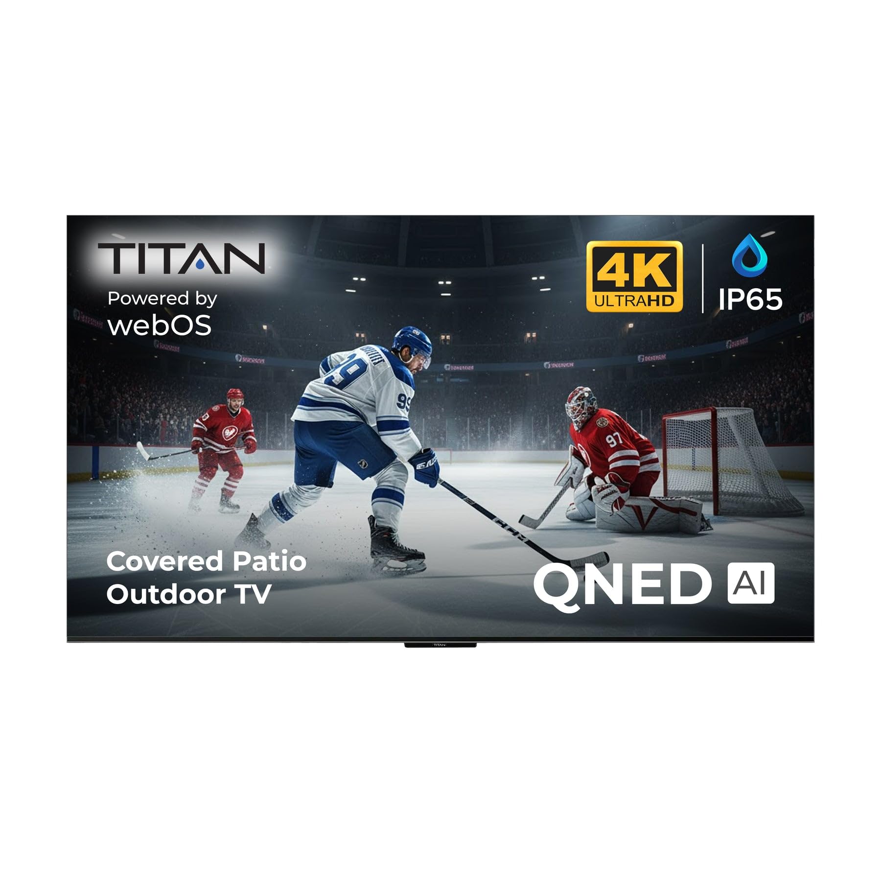 Titan L100 QNED 86 Covered Patio Smart Outdoor TV IP65 Weatherproof WebOS 4K 144 Hz Bonus Premium Tv