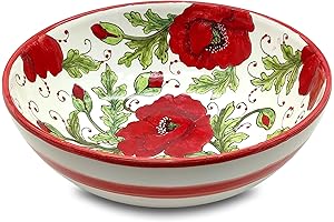 Tuscan Soul Pottery: Hand-Painted Large Ceramic Bowl for Upscale Kitchenware