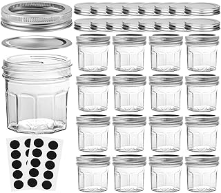 VERONES Mason Jars Canning Jars, 4 OZ Jelly Jars With Regular Lids and Bands, Ideal for Jam, Honey, Shower Favors, DIY Mag...