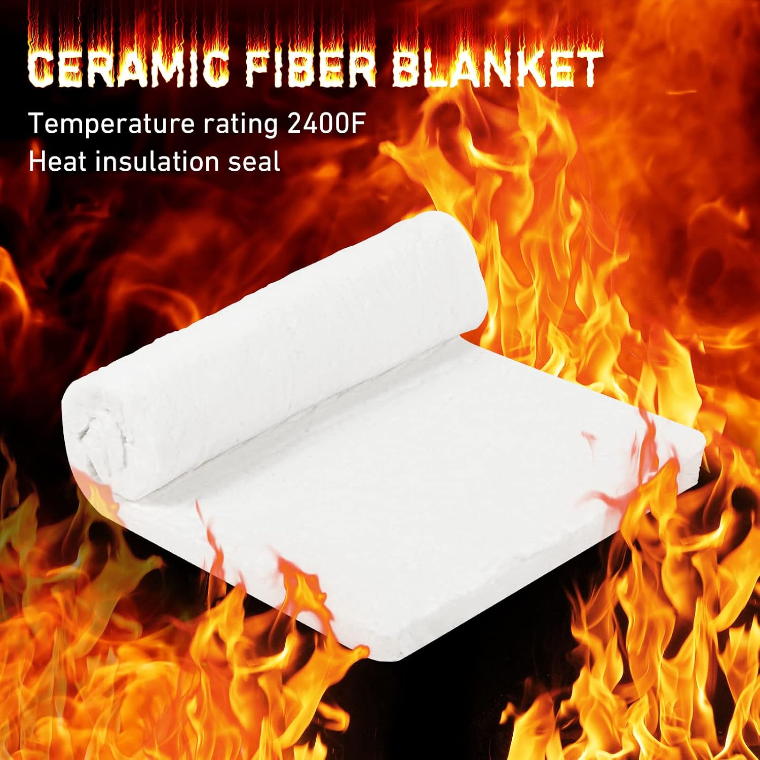 2 Pcs Ceramic Fiber Insulation Blanket High Density 2400F Fireproof Insulation Baffle Dishwasher Blanket for Furnace Stoves Kilns Forges Fire Bricks Fireplace, White (24'' x 12'' x 1'')