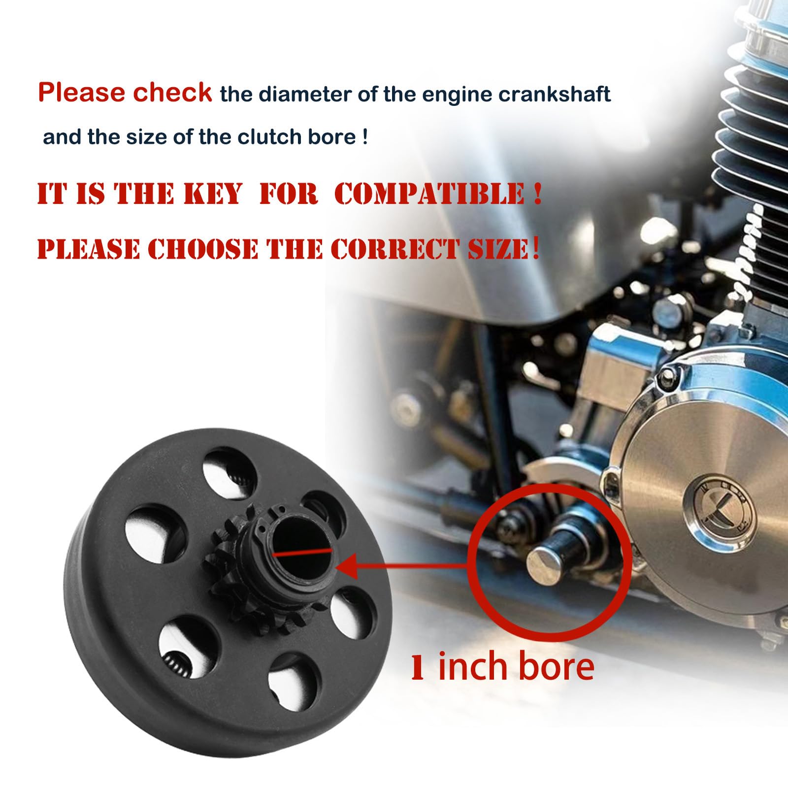 Go Kart - Embrague centrífugo de 1 pulgada de diámetro de 14 dientes para cadena #40/41/420, apto para Go Kart, MiniBike, cortacésped, mini motocicletas, motores de 212 CC 6.5-8 HP, piezas de