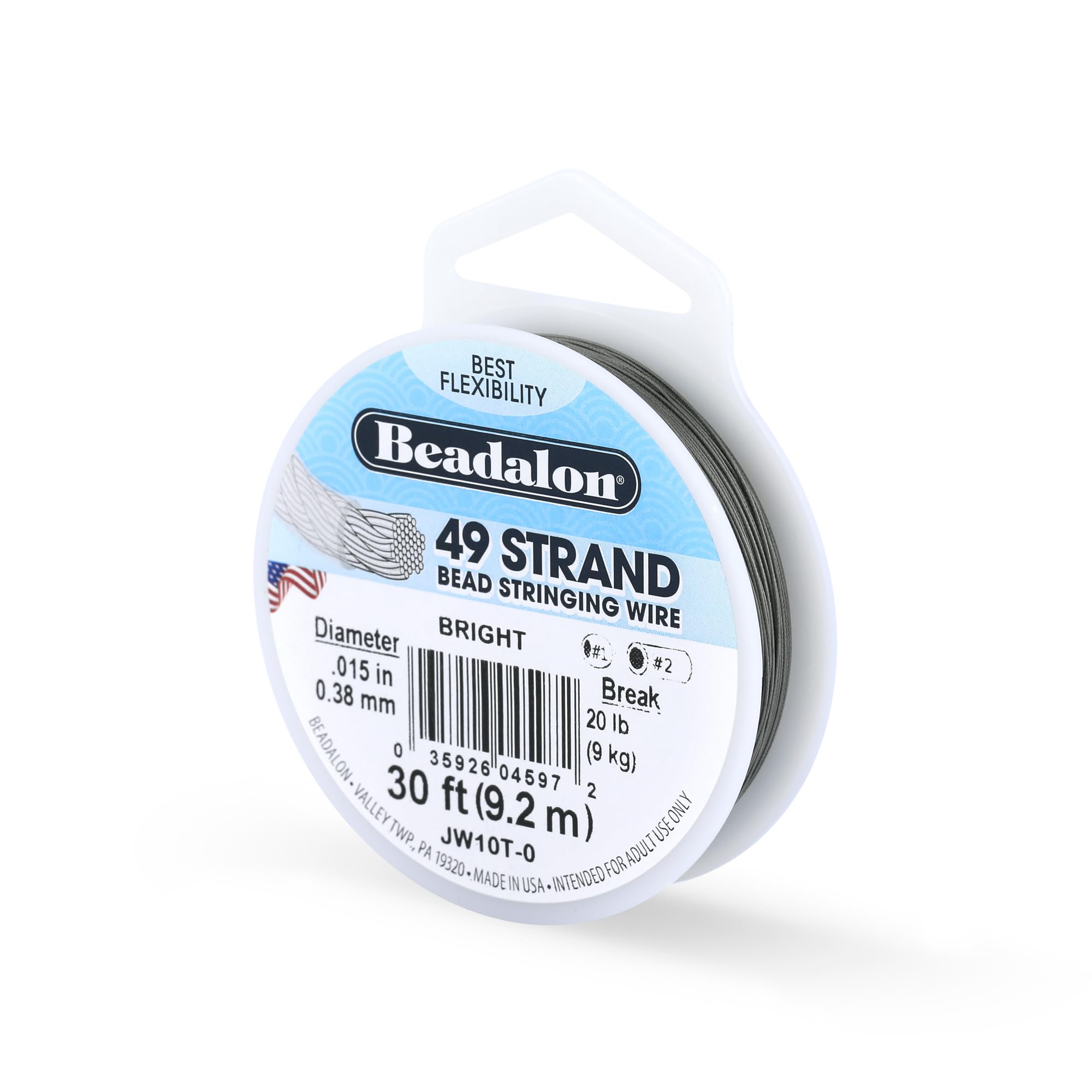 Beadalon 0.38 mm Diameter 9.2 m Reel 49 Strand Wire, Bright — image 1