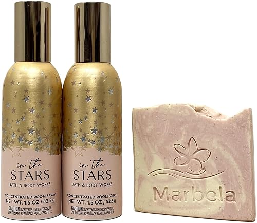 Bath and Body Works - Juego de 2 aerosoles concentrados In The Stars con un jabón de muestra de Marbela