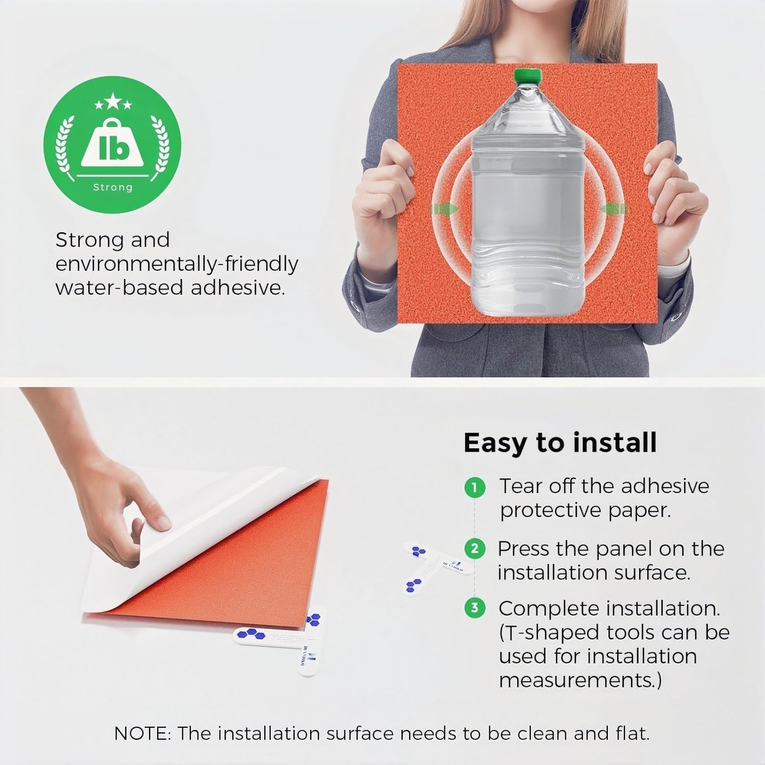 Self-Adhesive Acoustic Panels [390 lbs/yd³ Ultra-High Density], 2nd Generation Sound Absorbing Panel, Professional Level Sound Panel, Polyester Soundproof Foam [Square, Orange]
